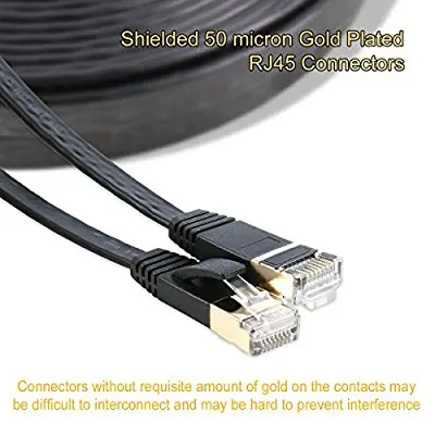 

2m 6ft Cat7 Ethernet Flat Patch Network Cable, Shielded (STP) with Snagless Rj45 Connectors