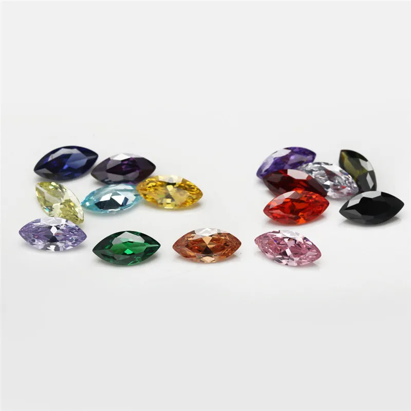 Total 15pcs 4x8mm~6x12mm 1pcs Per Colors Loose Cubic Zirconia Marquise Shape CZ Synthetic Gemstone