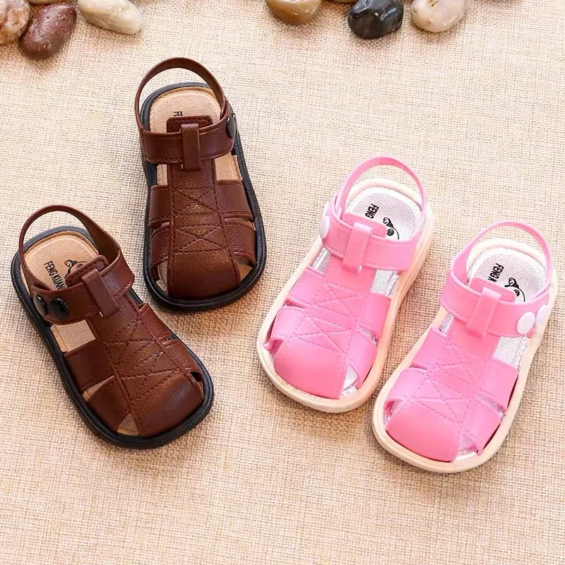 Sandalias antideslizantes de fondo suave para niños y niñas, zapatos de playa para niños de 1 a 3 años, sandalias de verano para exteriores