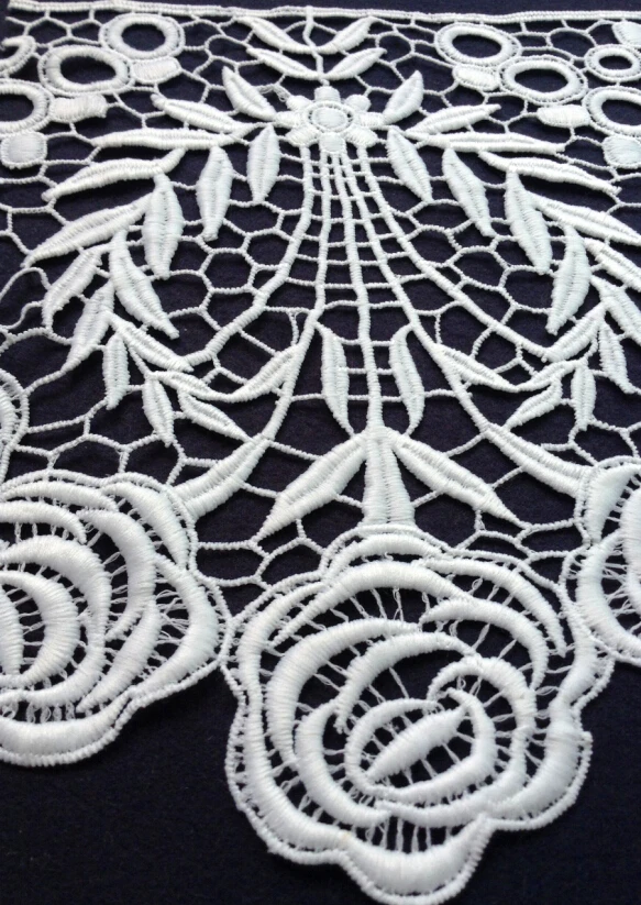 25cm wide milk fibre rose embroidery lace trim,Eco-Friendly soft touch flower lace trimmings XERYzx150422-9