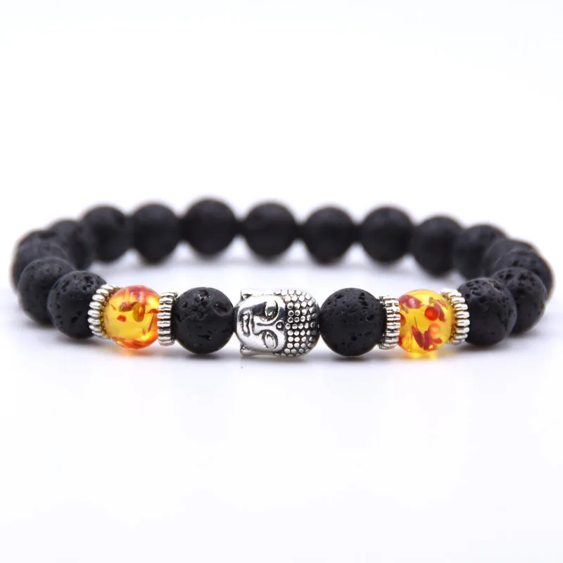 2019 NEW Men\'s and Women\'s Couples 8MM Volcanic Stone Bracelet