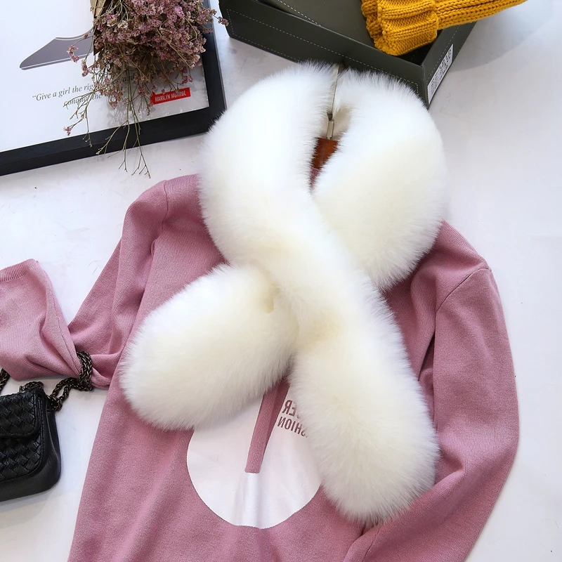 120*20CM quality faux fox fur scarf thick warm fake fur collar winter women muffler fur ring neck warmer coat decoaration scarf