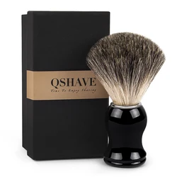 Qshave Man Pure Badger Hair Shaving Brush 100% Original for Razor Edge Safety Straight Classic Safety Razor 11.5cm x 5.2cm