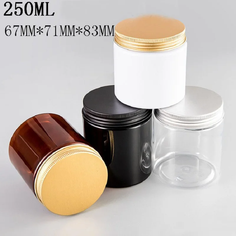 71 mm*83 mm Plastic Cream Jar with Aluminum Lid Scented Tea Storage Box Empty Cosmetic Container Facial Mask Packing Pot 250 ML