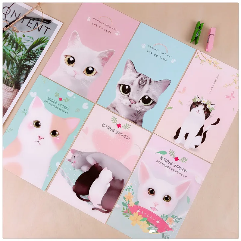 36 Sheets/Set Meet The Cute Cat Style Postcard DIY Cartoon Greeting Message Cards Christmas and New Year Gifts