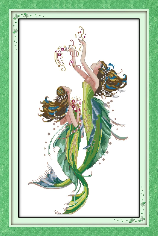 EDIT The mermaid cross stitch kit aida 14ct 11ct count printed canvas stitches embroidery DIY handmade needlework