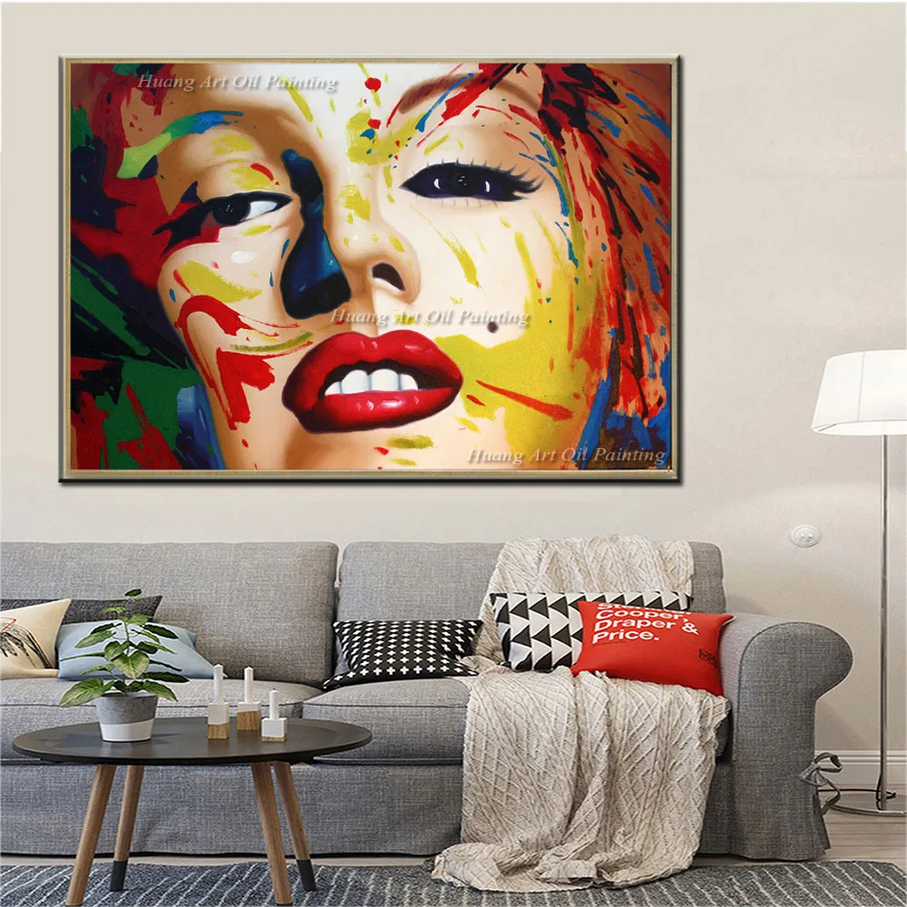 Hand Painted Modern Marilyn Monroe Oil Painting Colorful Portrait Famous Characters Painting On Canvas For Room Wall Decor Art