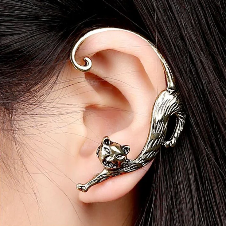 1 Pc Korean Cute Cat Earrings For Girl Women Gift Ear Cuff Earrings Fashion Lovely Gothic Anima Jewelry