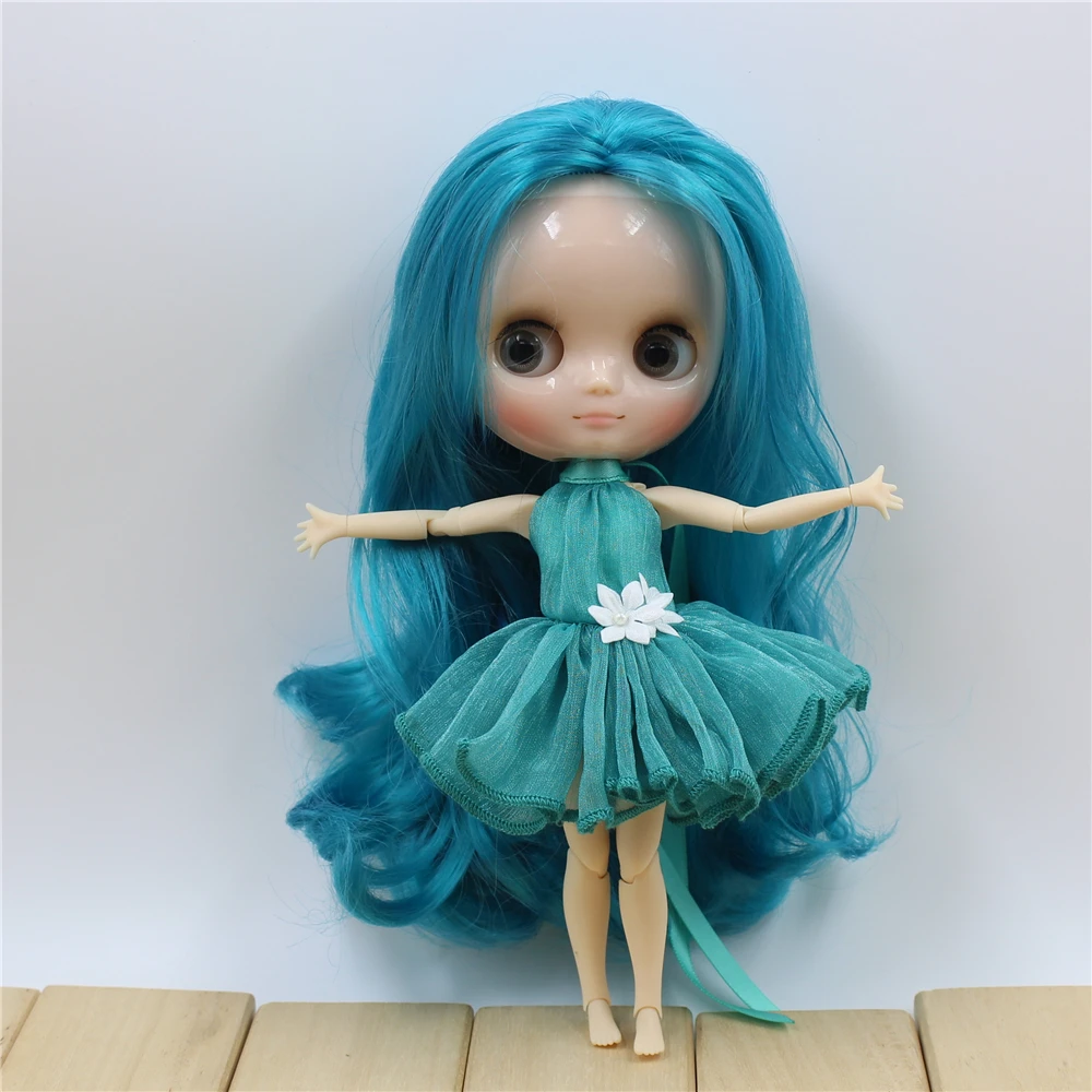 ICY Nude Factory Middie Blyth doll Cyan hair without bangs Transparent skin Neo BJD No.4302