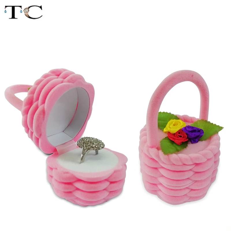 

Velvet Lovely Basket Ring Box Earring Packing Pendant Jewelry Box Storage Case Surprise Gift Case 6*6*9cm