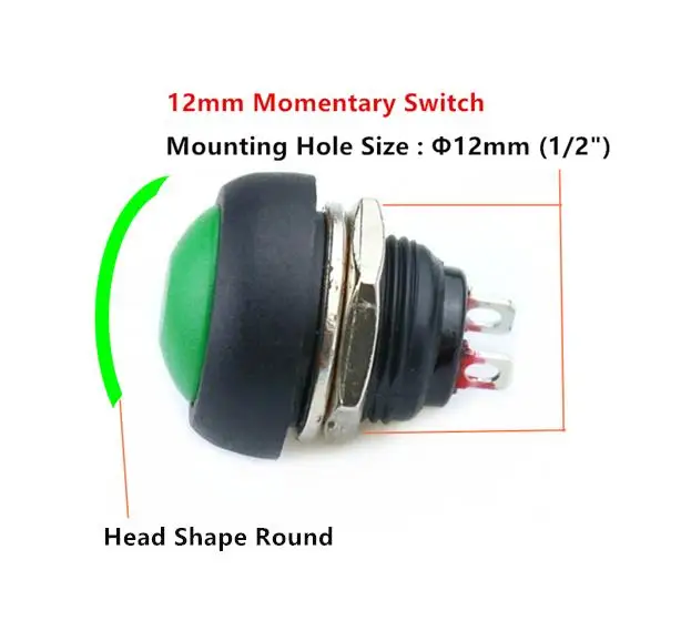 12mm Waterproof Momentary ON/OFF Push Button Mini Round Switch 1A 250V