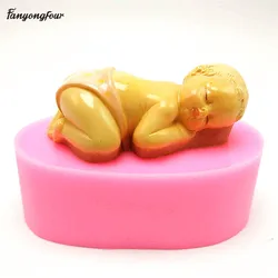 3D Sleeping Baby Mould Silicone Cake Kitchen Baking Cookies Chocolate Soap Mould diy Candle Mould