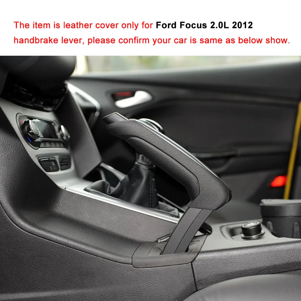 PONSNY Car Handbrake Covers Case for Ford  Focus 2.0L 2012 Auto Handbrake Genuine Leather Grips Cover