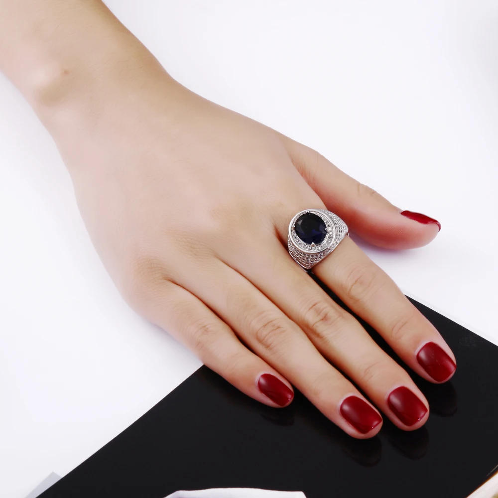 YLMyself البيضاوي كريستال الزركون خاتم كبير ملون تشيكوسلوفاكيا مجوهرات الأزرق الأحمر Aneis للنساء Atacado Lote جديد #4