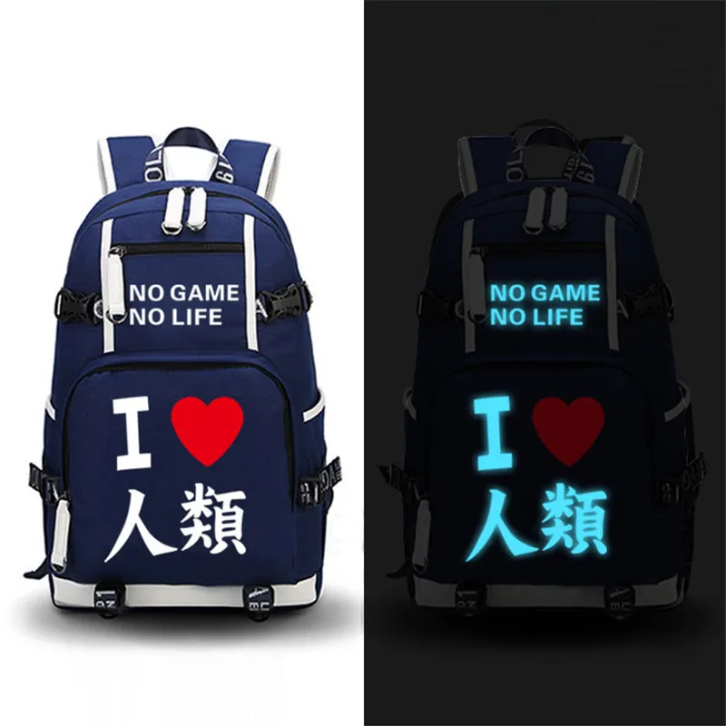 

NO GAME NO LIFE Luminous Printing Laptop Backpack School Backpacks for Teenage Girls Mochila Feminina Canvas Travel Bookbag