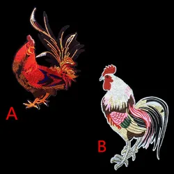 The Cock Crow Sequins Applique Large Embroidery Rooster Big Rooster Patch For Clothes