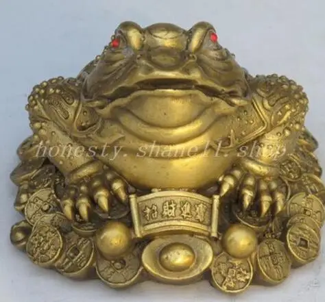 

Chinese Art Exquisite china fengshui bronze copper Wealth money Golden Toad frog beast statue wholesale Tibetan Copper