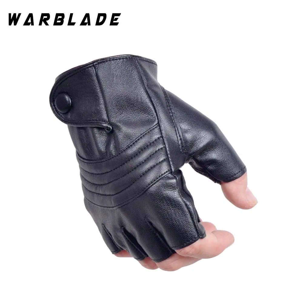 WarBLade-Guantes de cuero para hombre, manoplas tácticas de medio dedo para conducir, estilo de alta calidad, Fitness, color negro, Luva, R223, 2021