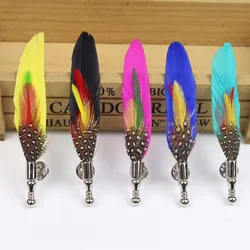 Fashion Boutonniere Feather Stick Lapel Tie Pin Brooch Badge Cloth Breastpin