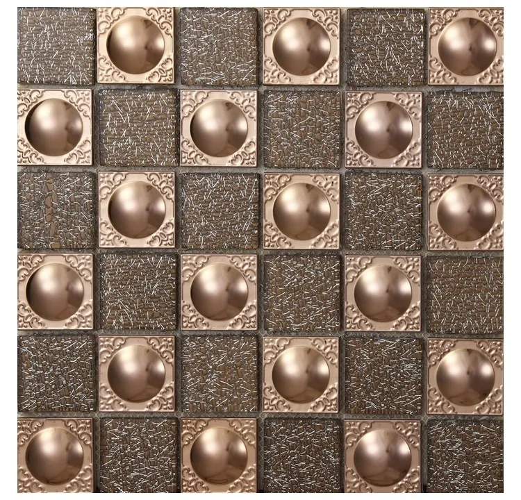 

3D Gold Metal Flower Glass Mosaic Tiles, Kitchen backsplash Bathroom Shower Fireplace Brick Wallpaper decor