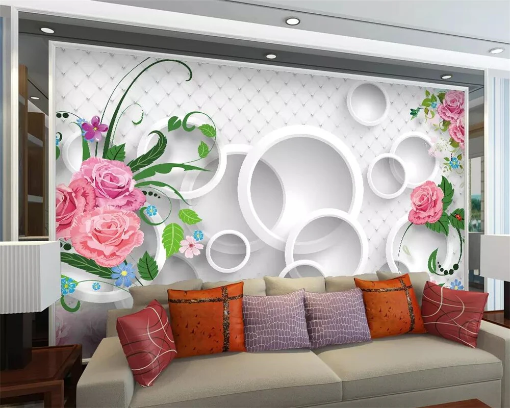 

Beibehang Custom wallpaper modern warm romantic 3D stereo rose TV background wall mural home decoration living room 3d wallpaper