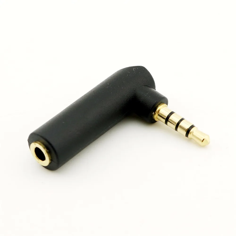 Adaptador estéreo de áudio 1 peça, 3.5mm, ângulo reto, macho para 4 polos fêmea, conversor conectores