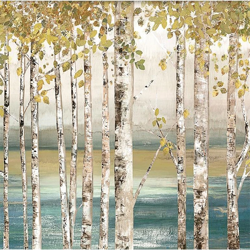 

wellyu papel de parede para quarto Custom wallpaper White birch landscape painting wall papers home decor papier peint