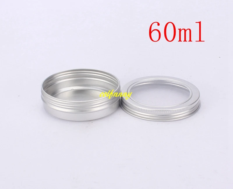 

300pcs/lot 60ml Aluminum Cosmetic Cream Jar Window Cap 60g Metal Jars Aluminum Box Packing Tins finger spinner Container