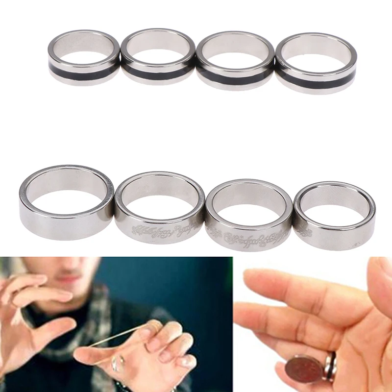 18/19/20/21mm Size Magic Ring Props Tools Black Circle Pk Ring Magic Tricks Strong Magnetic Magnet Ring Coin Finger Decoration