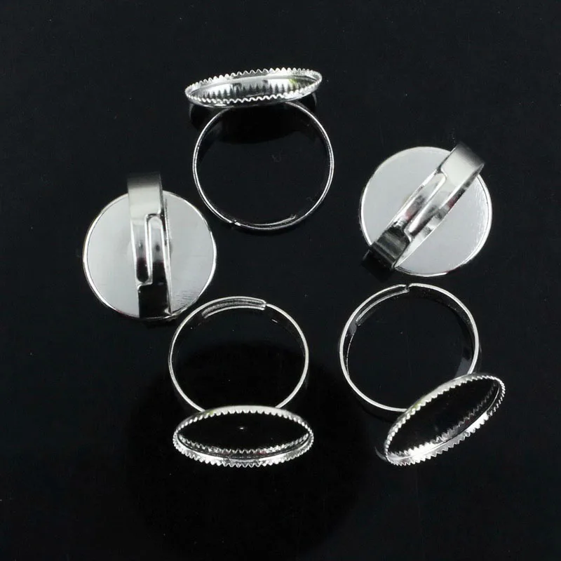 

20pcs Adjustable Blank Ring18mm Bezel Base For 16.5mm Flat Cabochon Jewelry Ring Findings