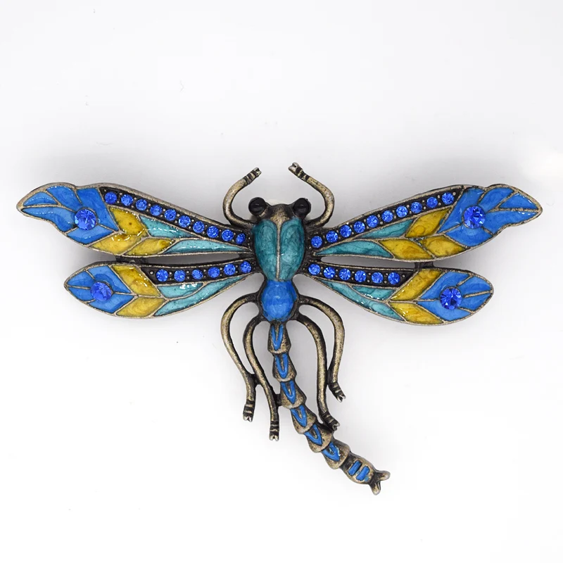 60pcs/lot Mixed Color (Can Notes Color) Wholesale Rhinestone Enamel Dragonfly Pin brooches costume jewelry gift C101570