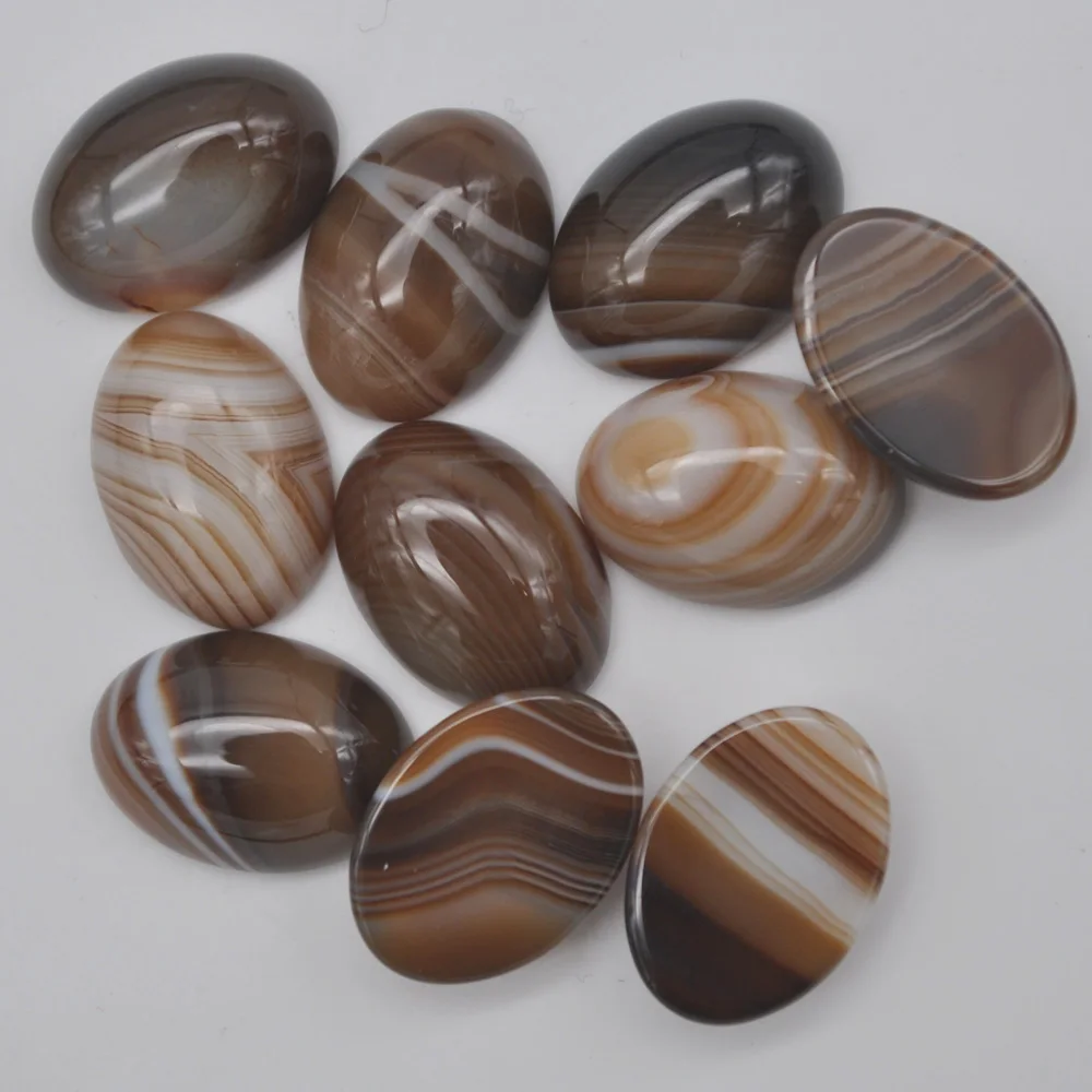 18X13Mm Natuurlijke Bruine Aders Agaat Ovale Cabine Gem Cabochon Sieraden Kraal (10 Stks/partij) H008