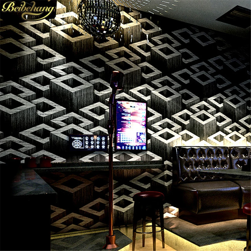 

beibehang Bar Hotel Ballroom Theme Waterproof Vintage 3D Wallpaper Roll Modern 3D Vinyl geometry wallpapers for living room KTV