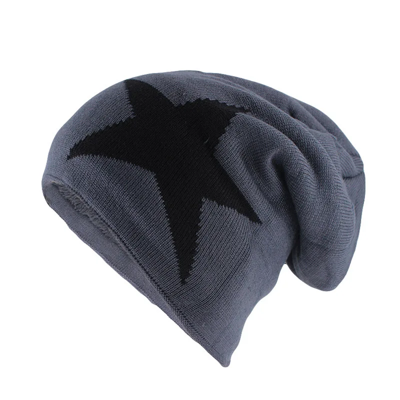 New Big Star Winter Warm Hat For Men Women Knitted Wool Beanies Skullies Lady Brand Colors Gorros Skull Bonnet Men Hats Sale