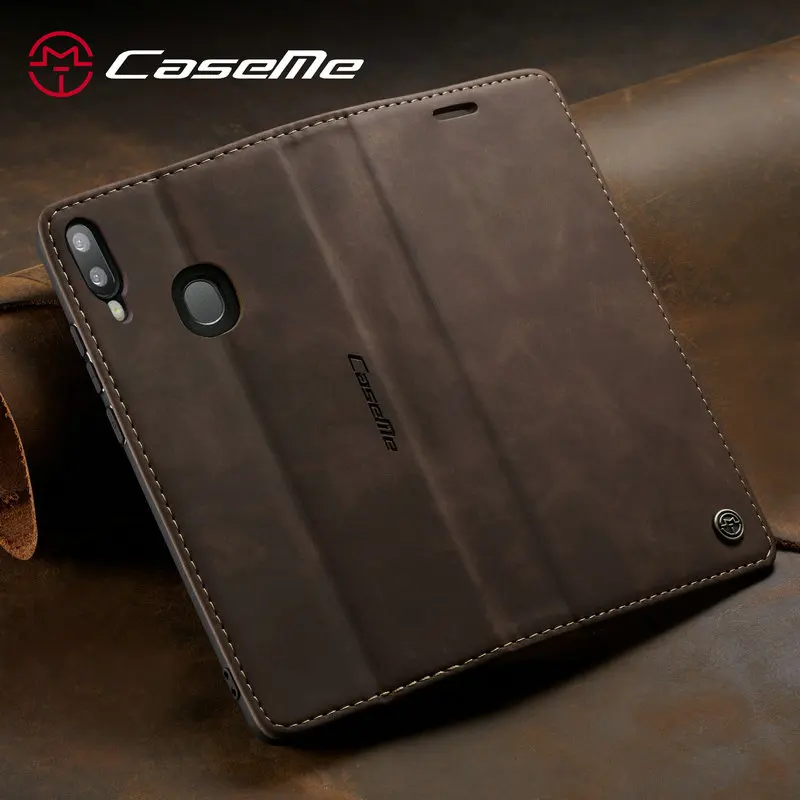 CaseMe Magnetic Flip Case For Samsung Galaxy A40 A 40 Case Cover Leather Wallet Card Holder Bookcase High Quality Retro Shell