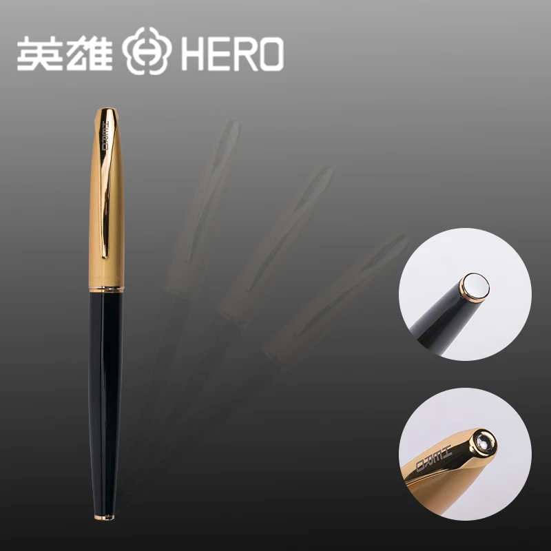 クラシックなヒーローペン1000滑らかな金属製,10k,万年筆,0.5mmペン先