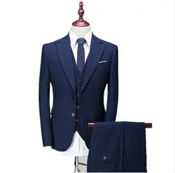 (Jacket+Vest+Pants) Men's Suits 2019 New Style Men's Casual Fashion Wool Suit Men High Quality Wool Wedding Suits Free Shipping