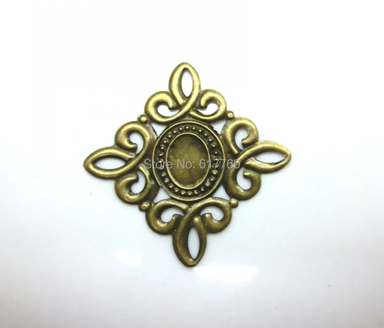 Free Shipping-50PCs Antique Bronze Filigree Cameo Frame Settings Wraps Connnector Embellishments 5.3x5.3cm J0015