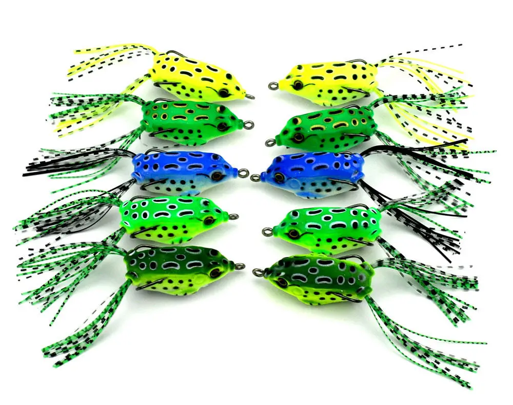 Frog Lure Fishing Lures Treble Hooks Top water Ray Frog Artificial Minnow Crank Strong Artificial Soft Bait 5.5cm/8g 1pcs