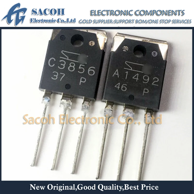 

New Original 2Pairs(10Pcs)/Lot 2SA1492 A1492 + 2SC3856 C3856 TO-3P Silicon NPN + PNP Audio Amplifier Transistor