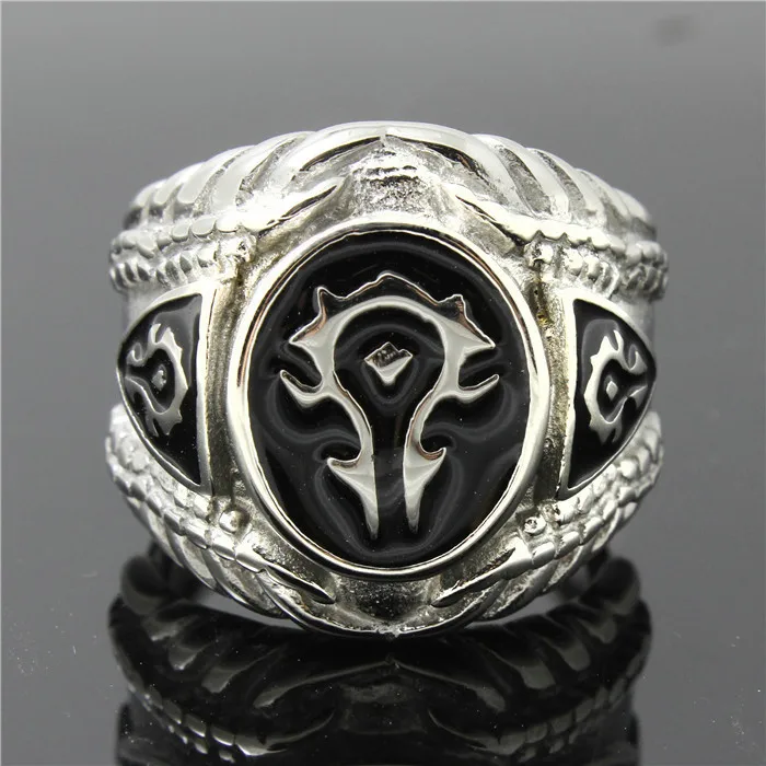 Mens Boys 316L Stainless Steel Cool Punk Gothic World of Warcraft WOW Alliance Ring Game