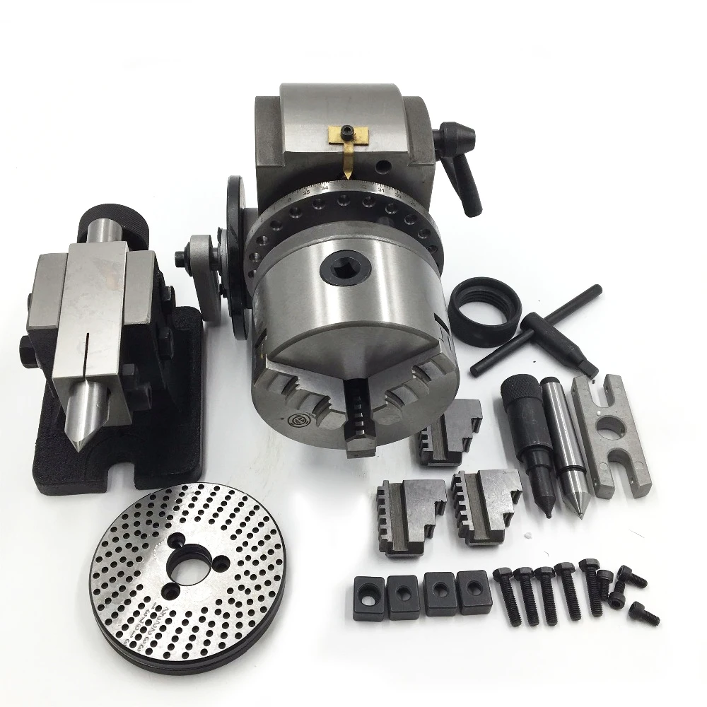 Tailstock Dividing Head BS-0 Precision 3Jaw Chuck 125mm with Dividing Plates Head Stock CNC Milling Kit