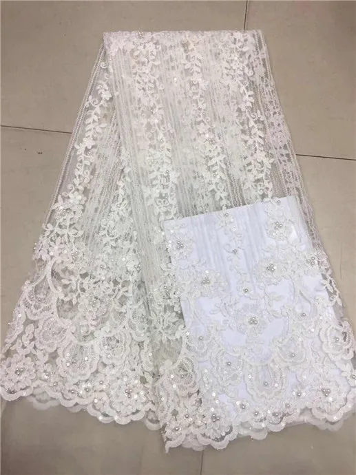 

High Quality African Lace Fabric white Sequins Tissu Indian Wedding Dress Fabric French Swiss Voile Mesh Tulle Lace Material