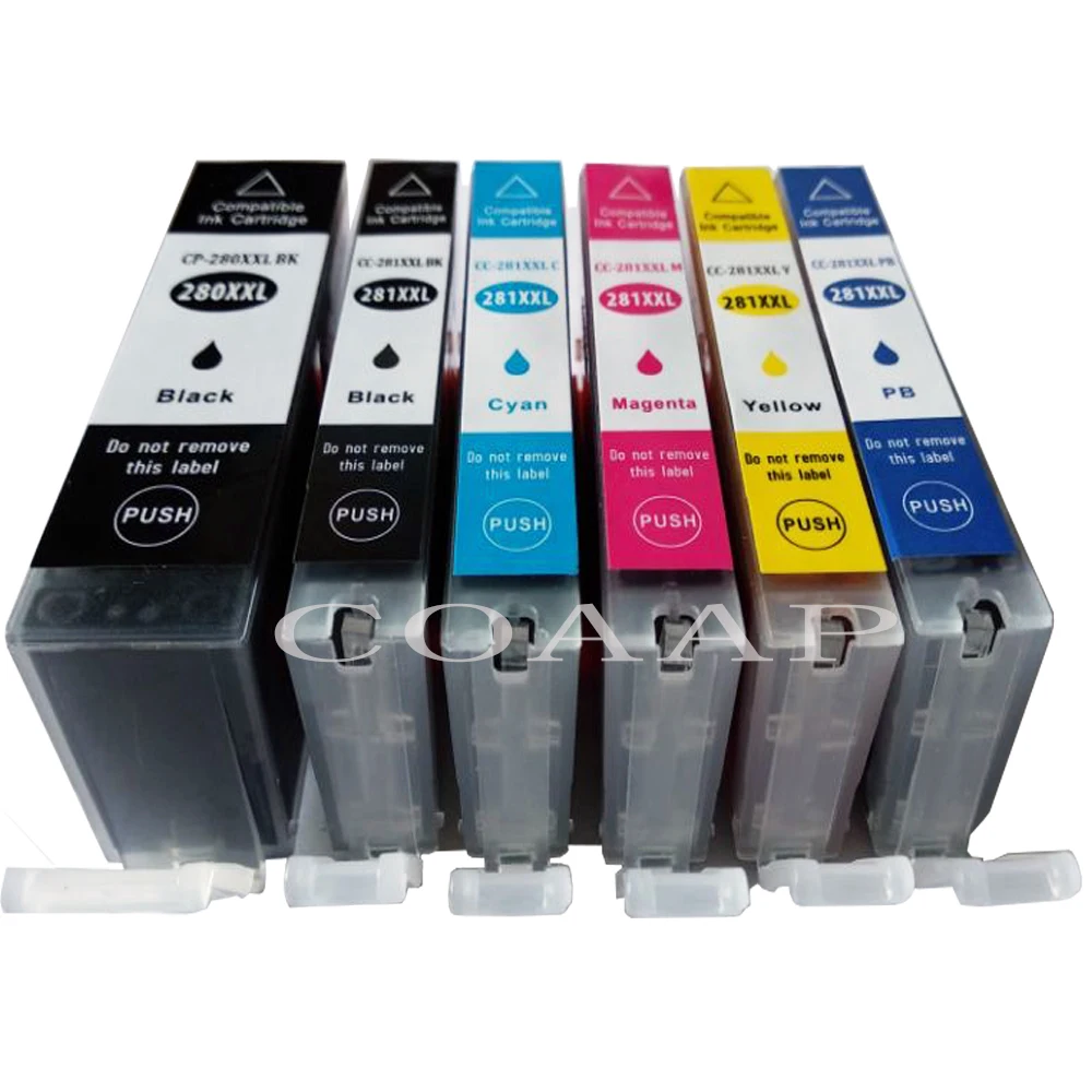 6x Compatible PGI-280 CLI-281 ink cartridge for CANON TR7520 TR8520 TS6120 TS8120 TS9120 Printer