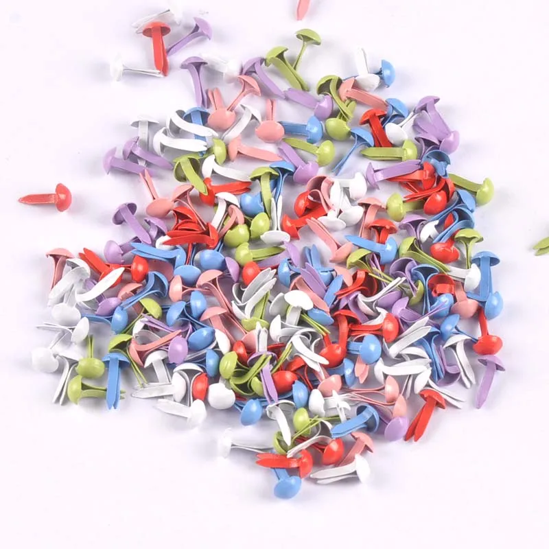 100PCs mixed Round Brad Scrapbooking Embellishment Fastener Brads Metal Crafts For Diy handmade shoes Decoration 5x10mm CP2146