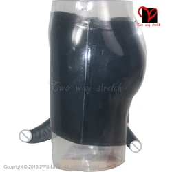 Black anal Condom cock ball Penis Sheath Sexy Latex underwear Hotpants Rubber Boxer Shorts Bermuda Panty boyshorts KZ-001