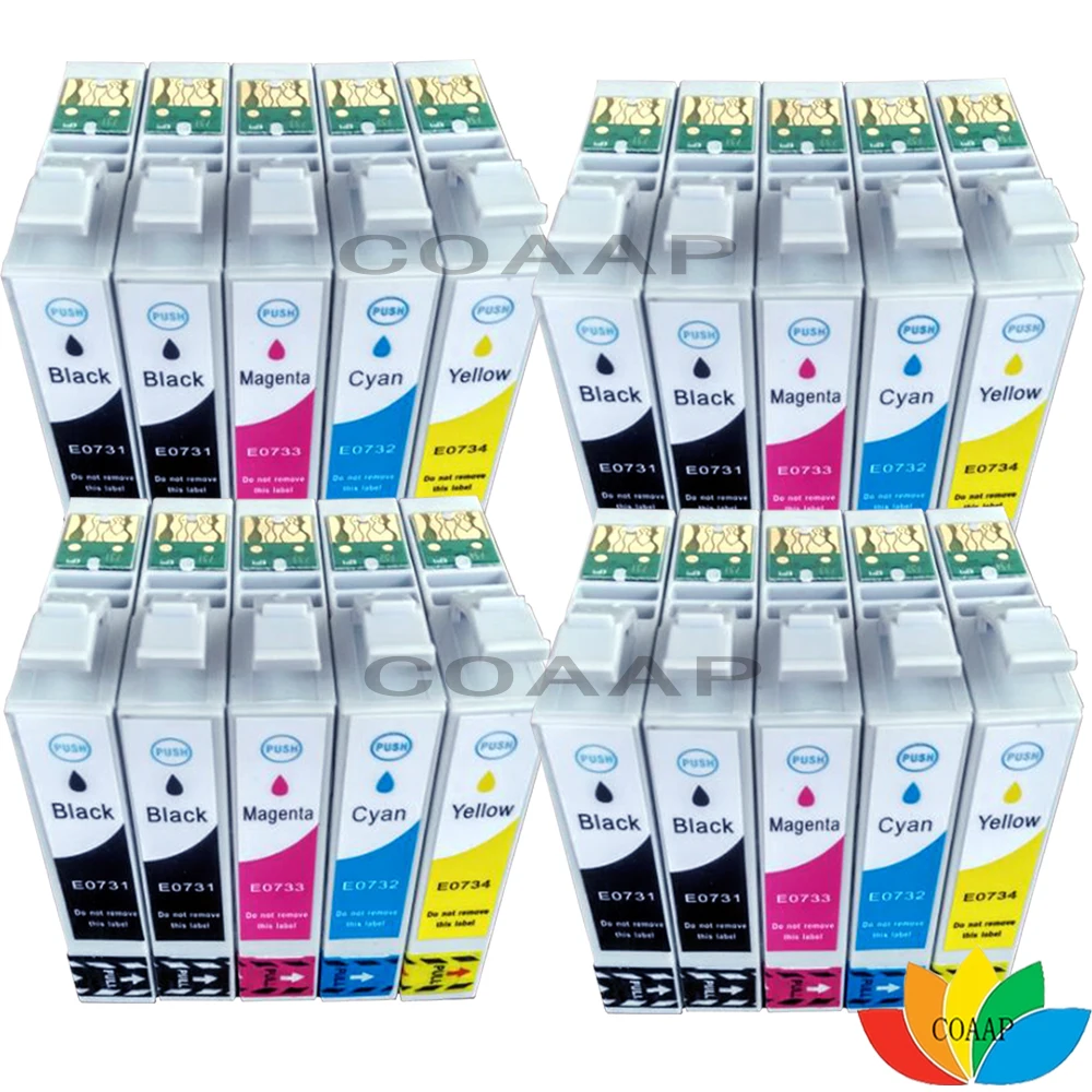 Imagem -01 - Cartucho de Tinta para Impressora Epson Compatível com T0735 xl 20 Peças para Epson Stylus C79 C90 C92 C110 Cx3900 Cx4900 Cx4905 Cx5600