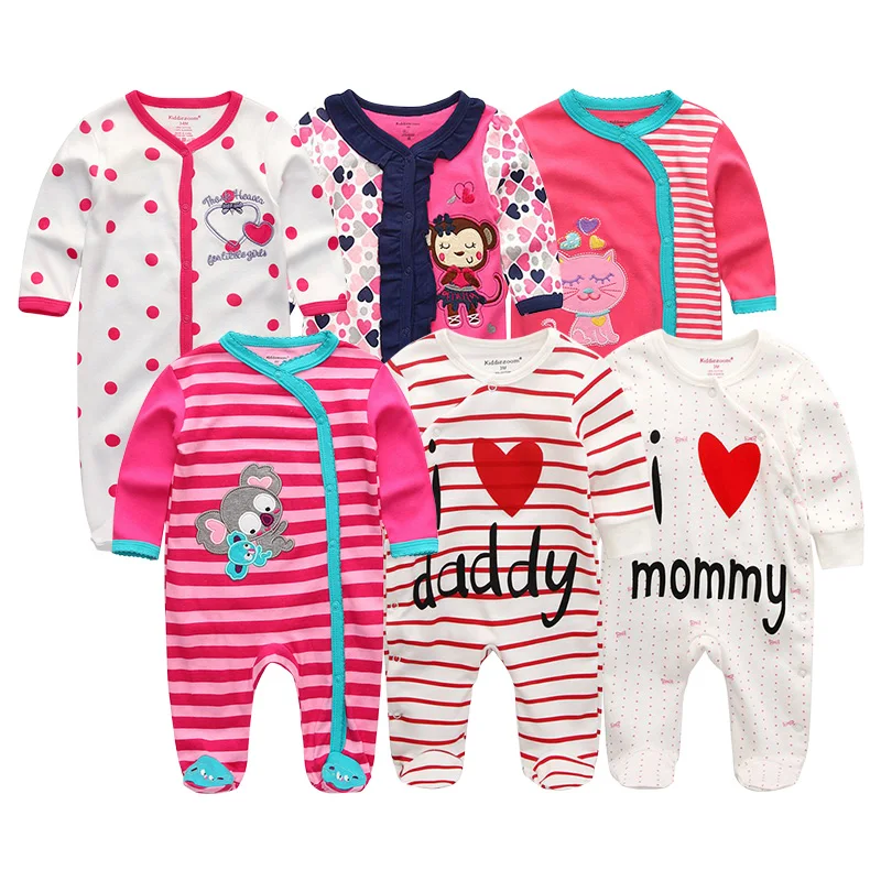 2020 6pcs/lot Newborn Unisex 100%Cotton Baby Girls Clothes Set Rompers Summer Baby Boys Clothes Full Sleeve Roupas de bebe