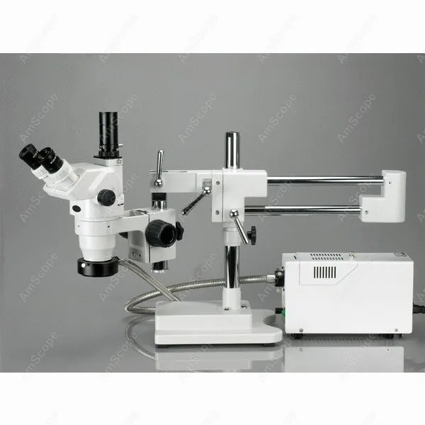 

Trinocular Stereo Microscope--AmScope Supplies 2X-225X Advanced Boom Trinocular Stereo Microscope with Fiber Optic Ring Light