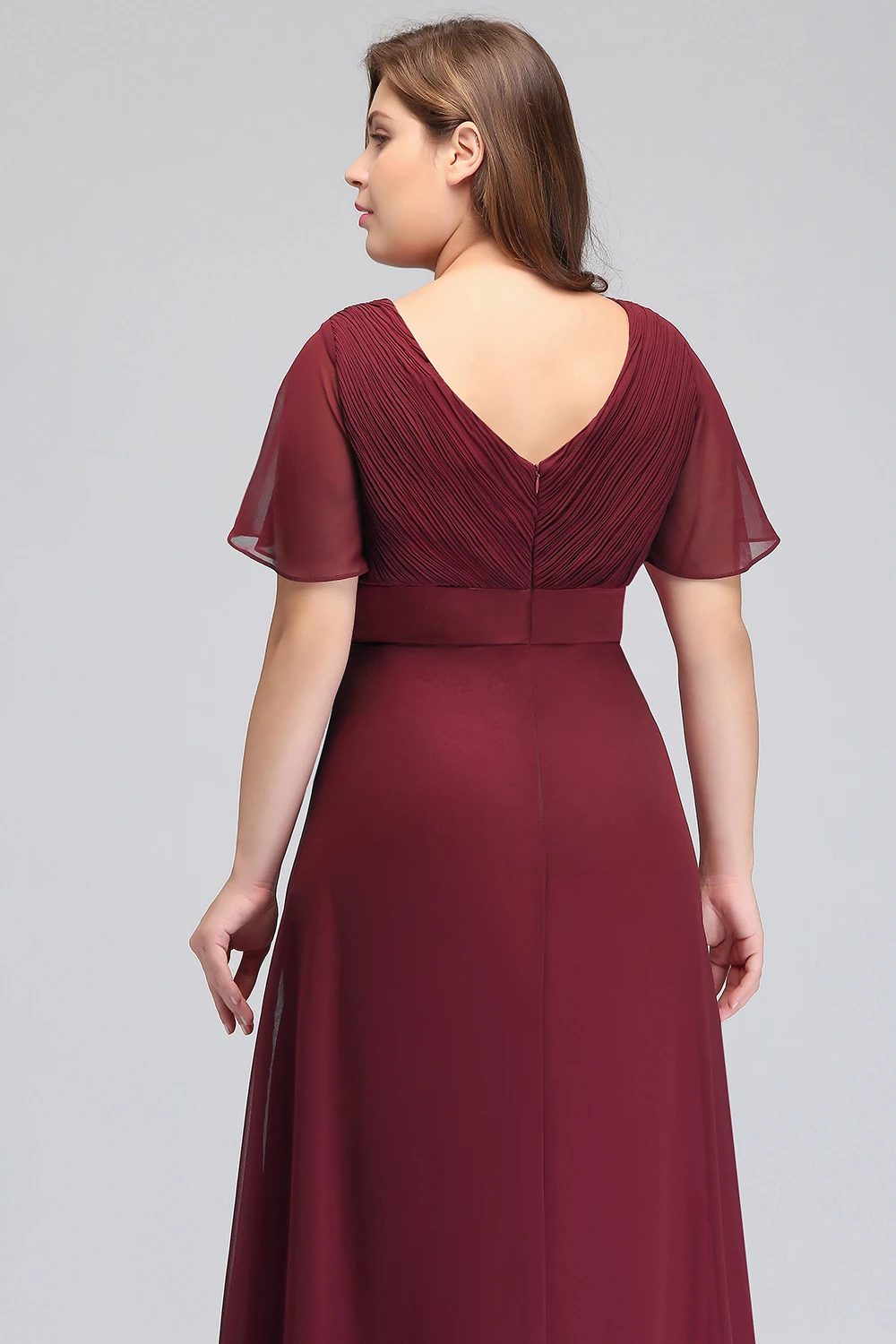 Vestidos de dama de honor de talla grande para mujer, vestido largo con cuello en V, regalo de cumpleaños para dama, madre, vestido de fiesta elegante, línea A, Otoño e Invierno